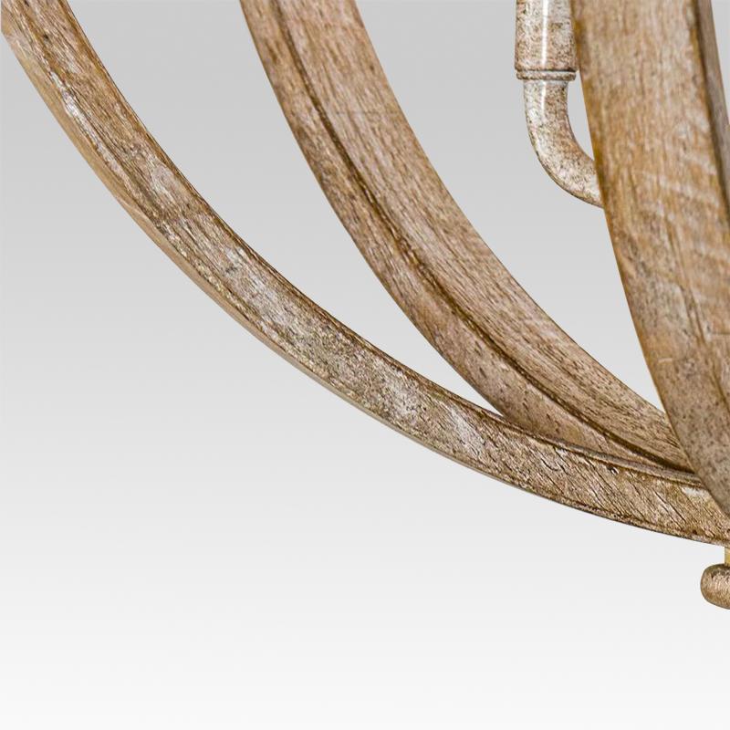 4-Light Wood Orb Farmhouse Chandelier