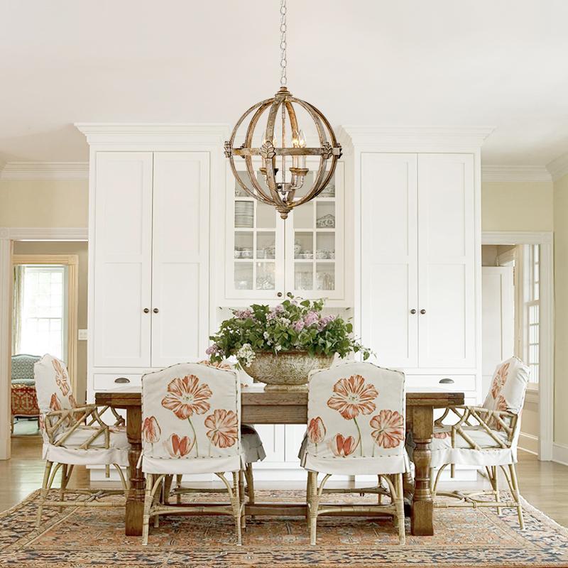 4-Light Wood Orb Farmhouse Chandelier