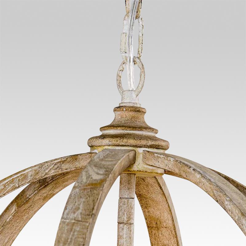 4-Light Wood Orb Farmhouse Chandelier
