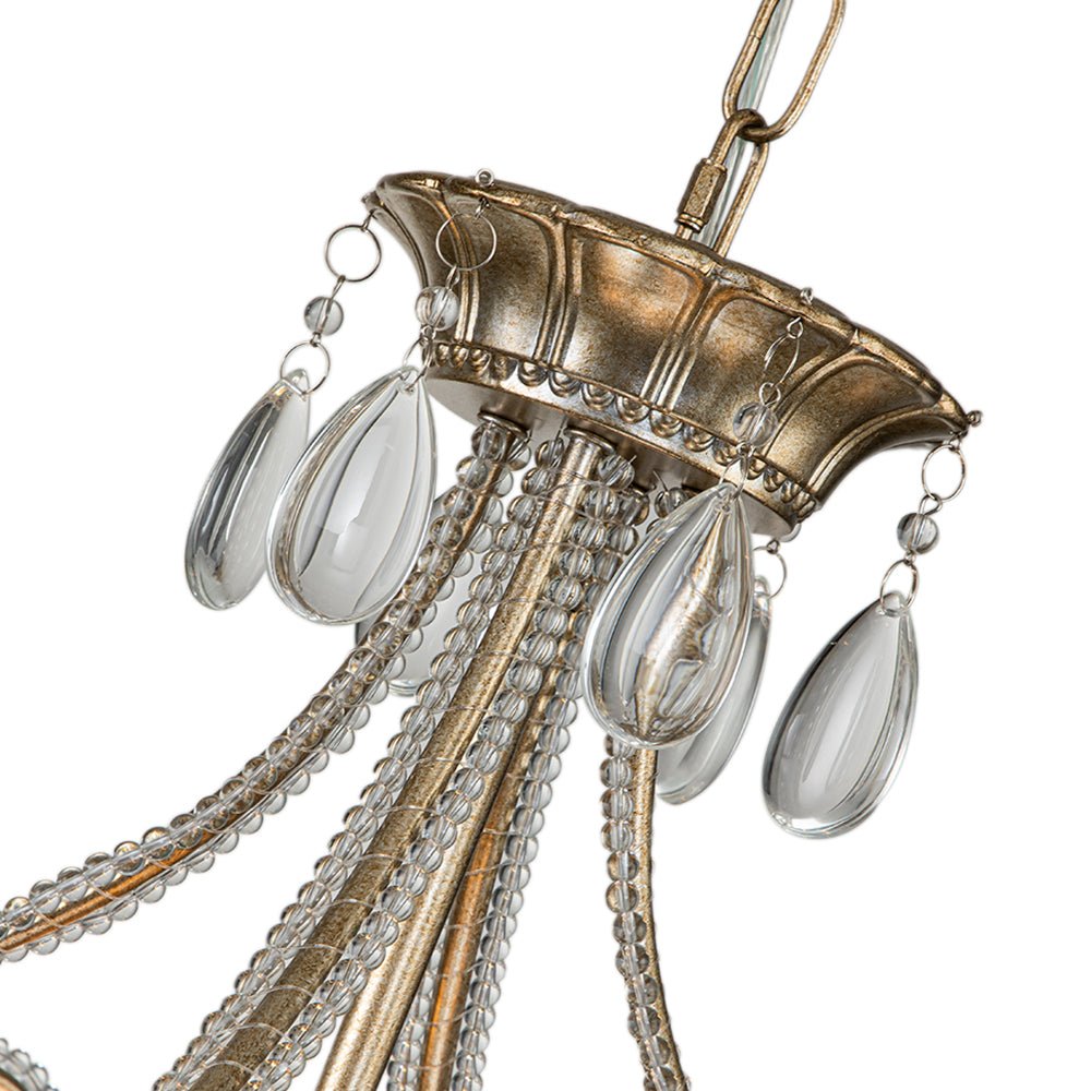 5-Light French Style Crystal Accent Drum Chandelier