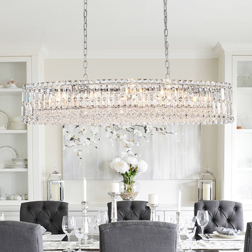 10-Light Oversized Oval Crystal Chandelier
