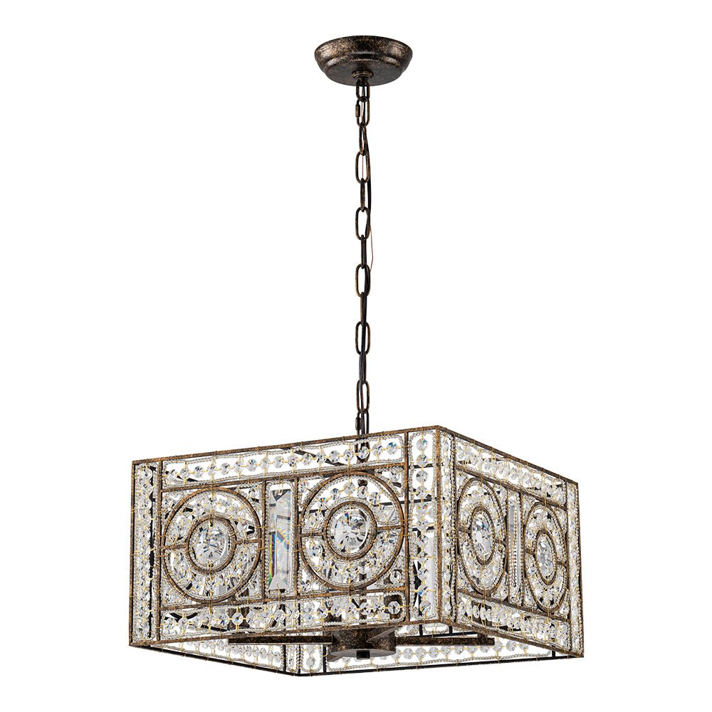 4-Light Vintage Crystal Accent Square Chandelier
