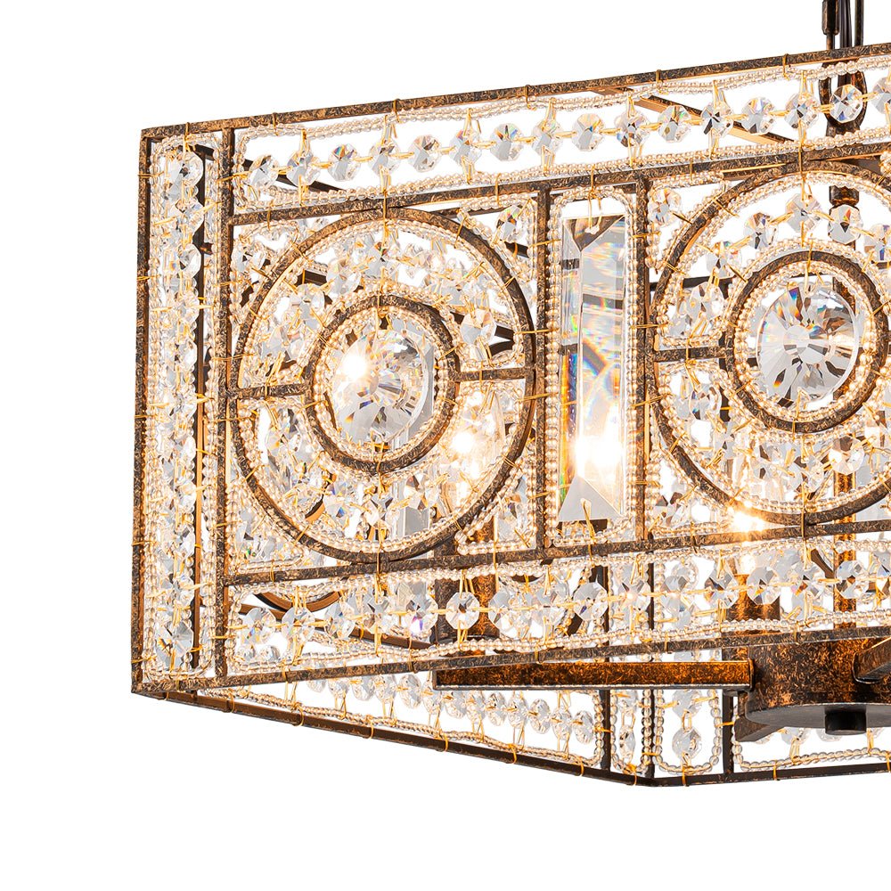 4-Light Vintage Crystal Accent Square Chandelier