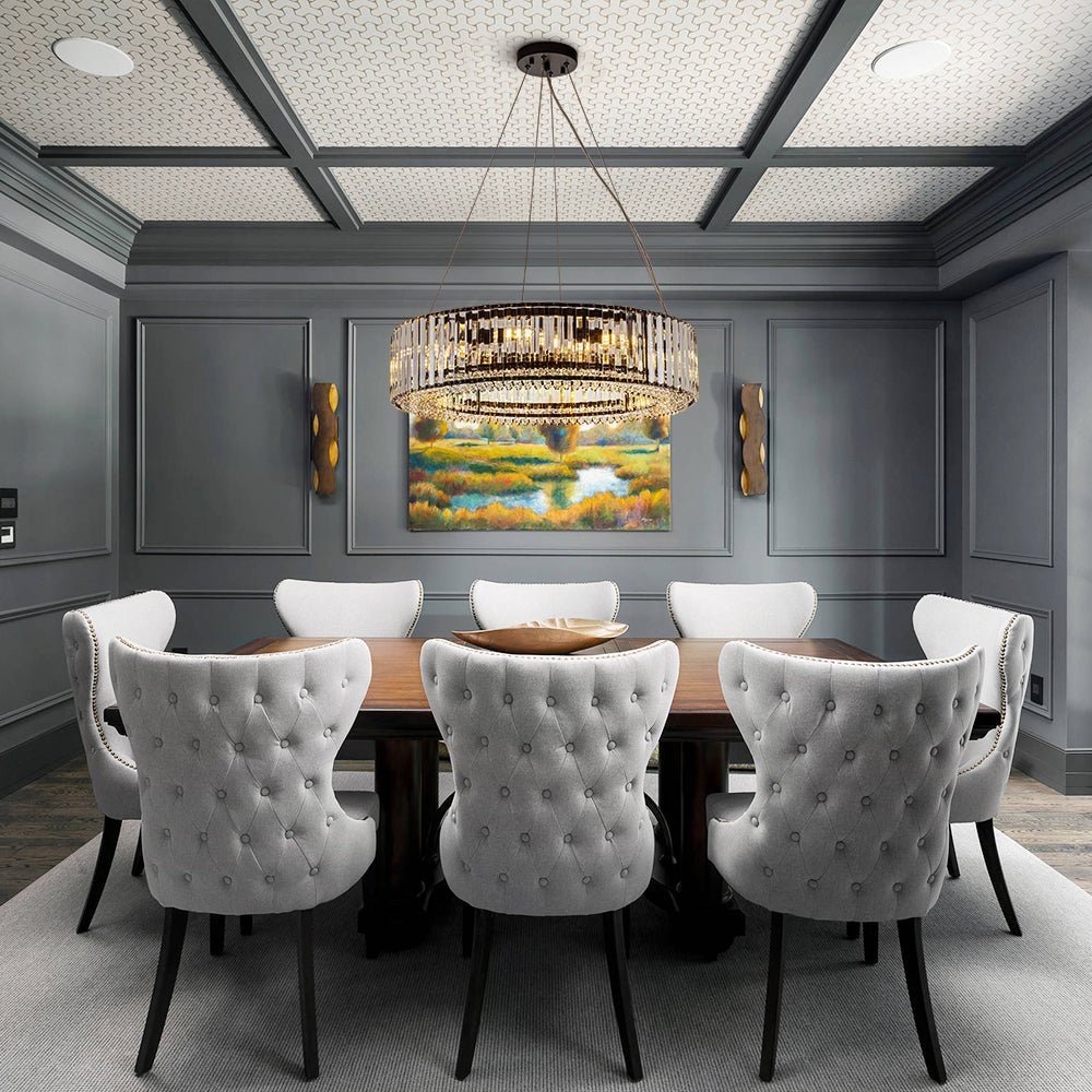 8-Light Round Drum Crystal Chandelier