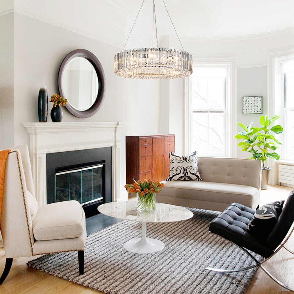 8-Light Round Drum Crystal Chandelier