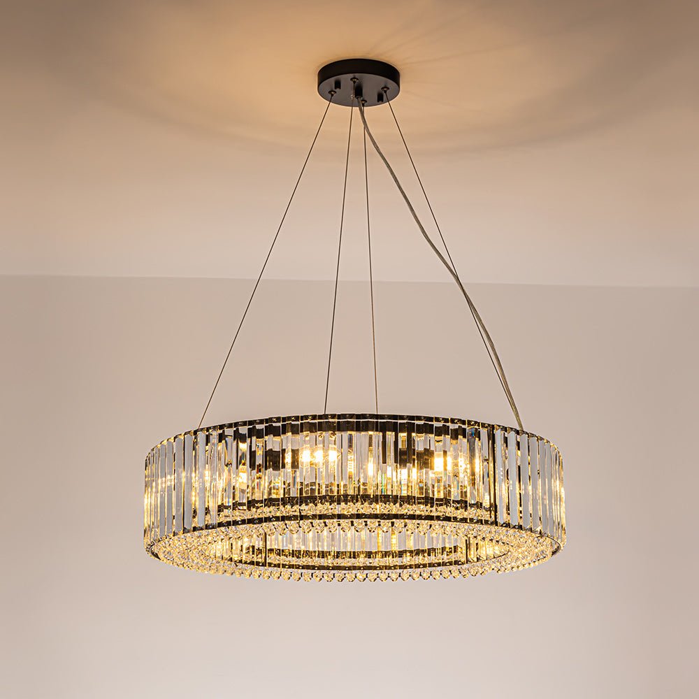 8-Light Round Drum Crystal Chandelier