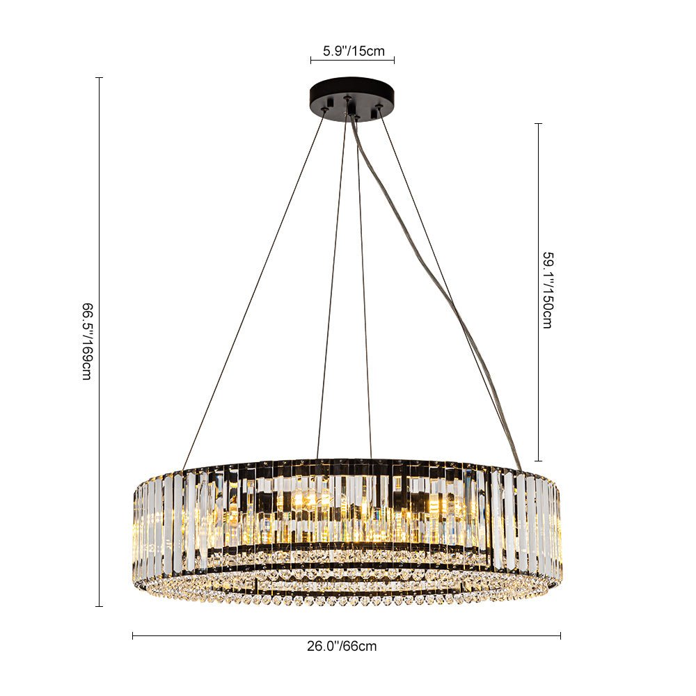 8-Light Round Drum Crystal Chandelier