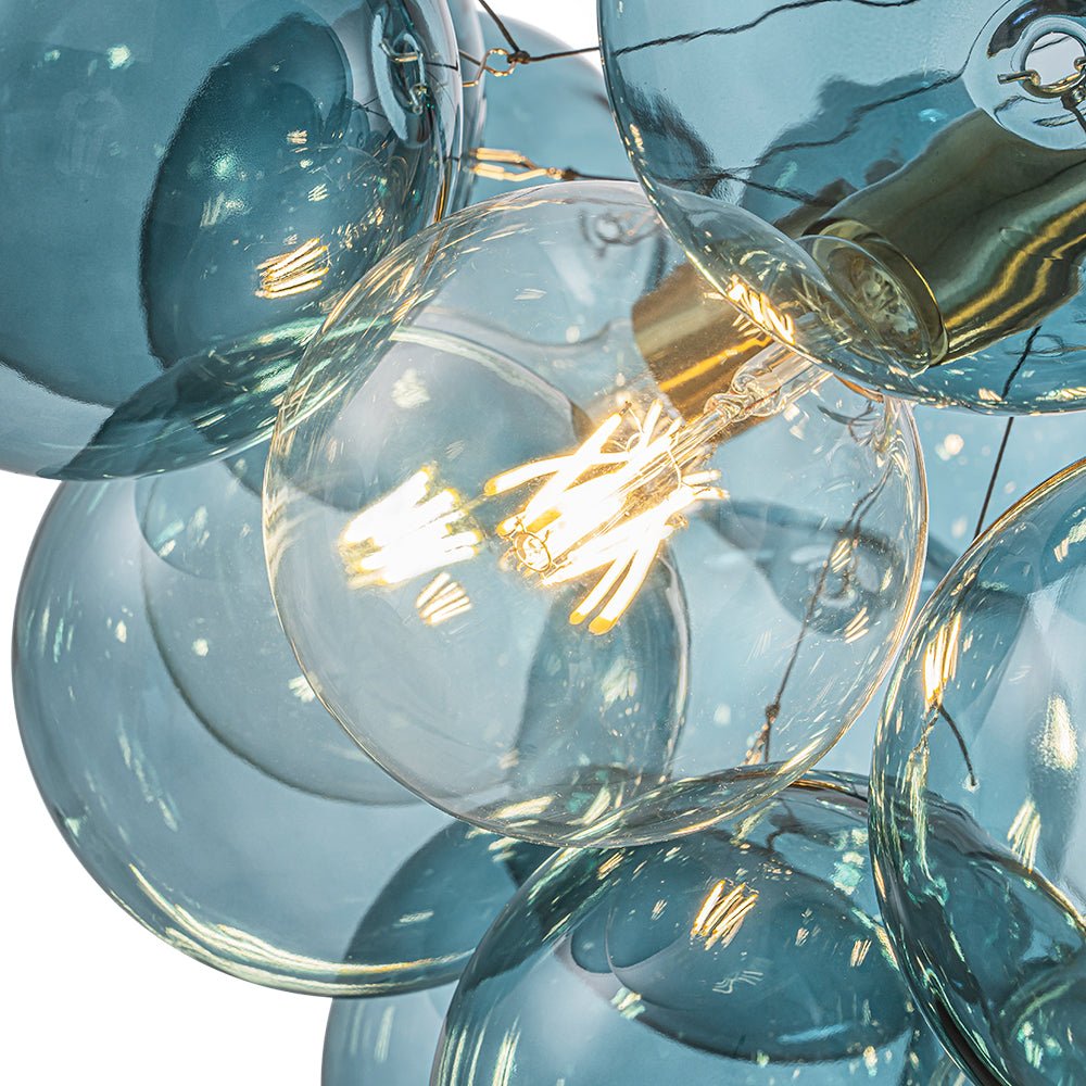 6-Light Sputnik Blue Glass Bubble Chandelier