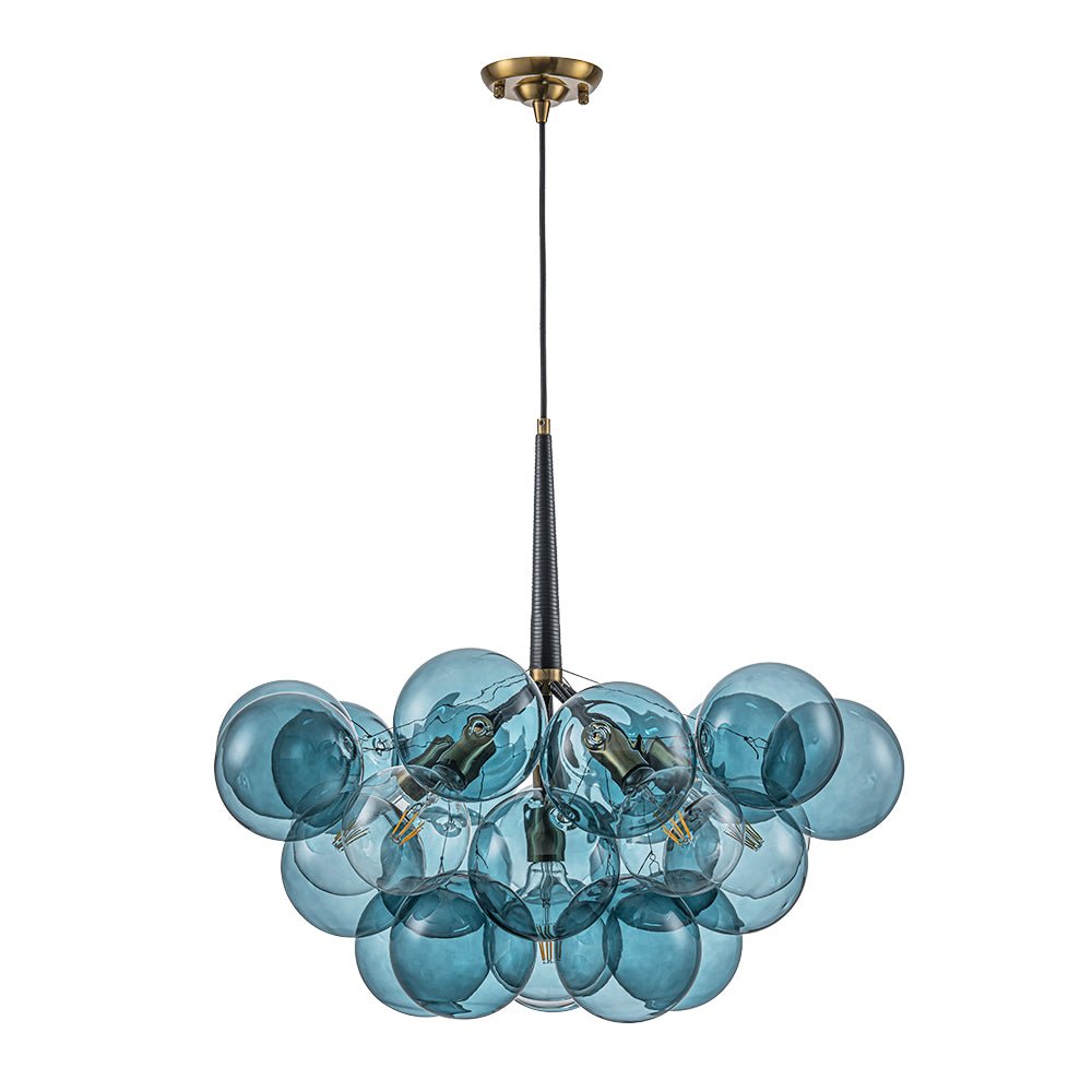 6-Light Sputnik Blue Glass Bubble Chandelier