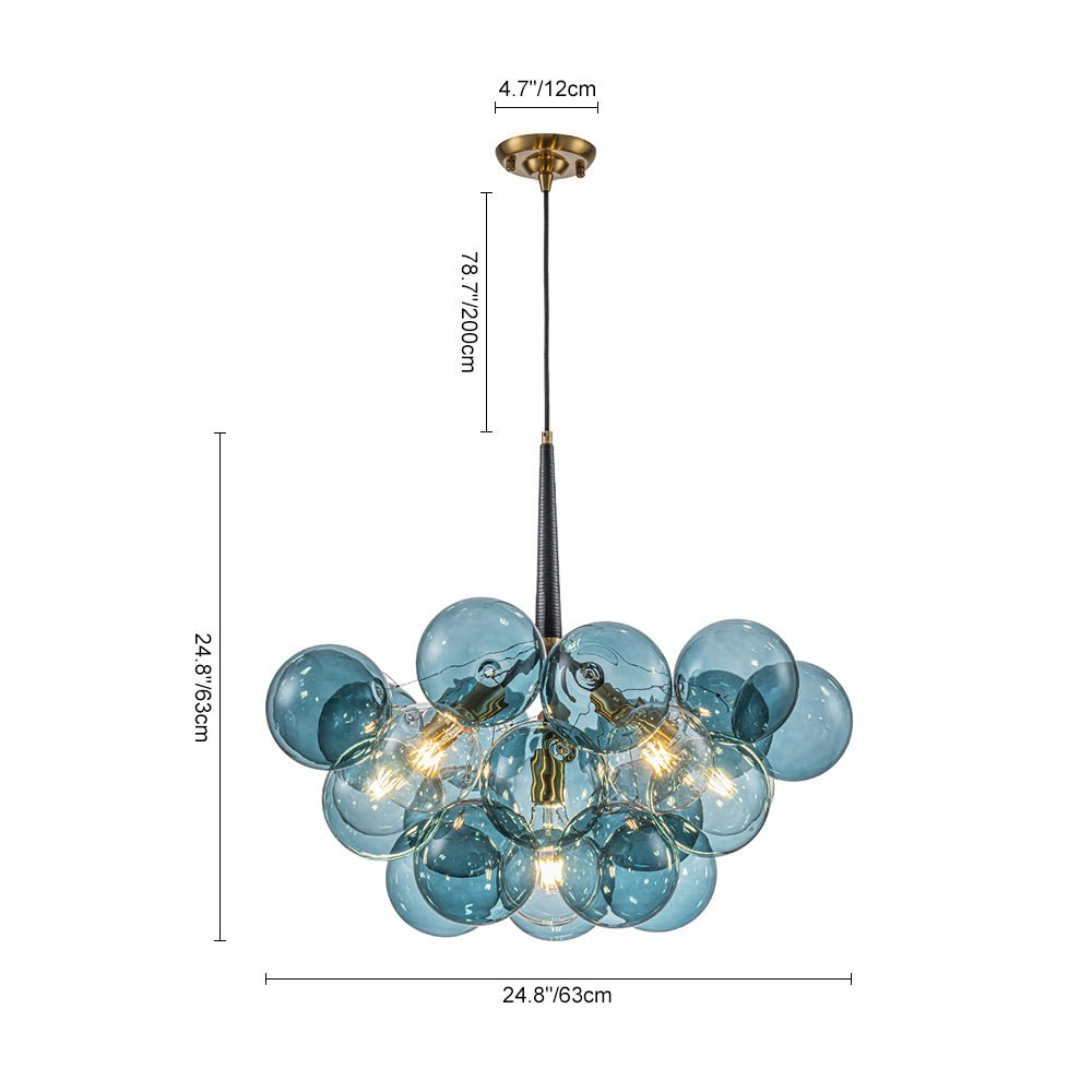 6-Light Sputnik Blue Glass Bubble Chandelier