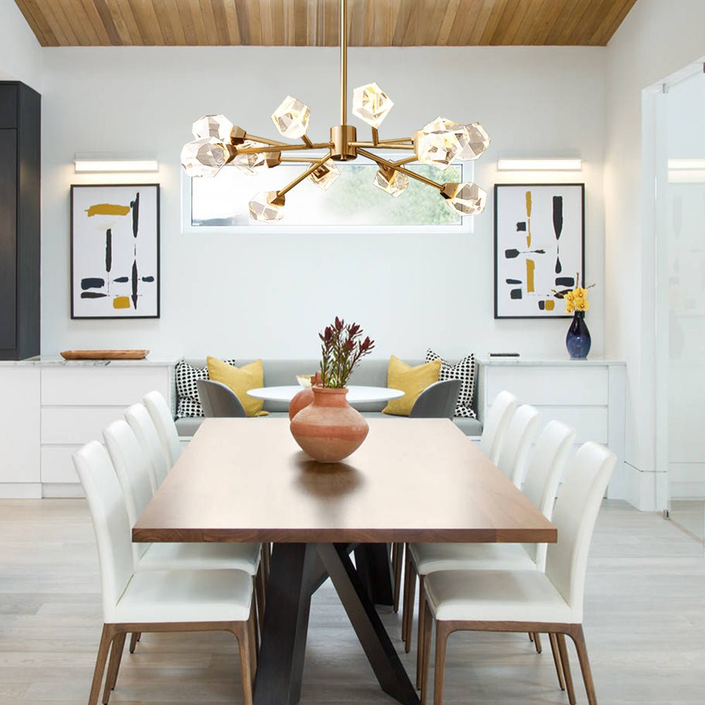 Luxury 12-Light Brass Starburst Sputnik Chandelier