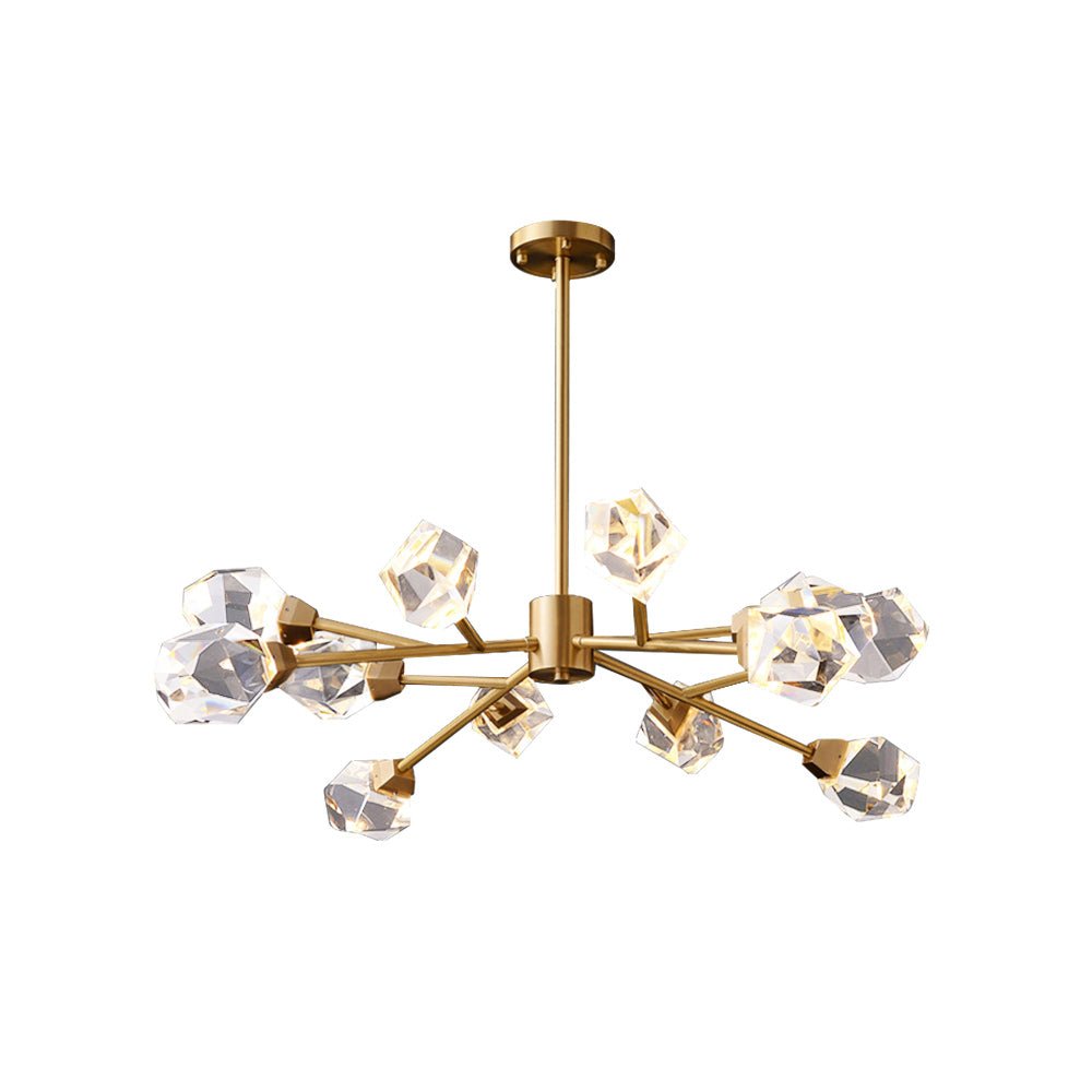 Luxury 12-Light Brass Starburst Sputnik Chandelier