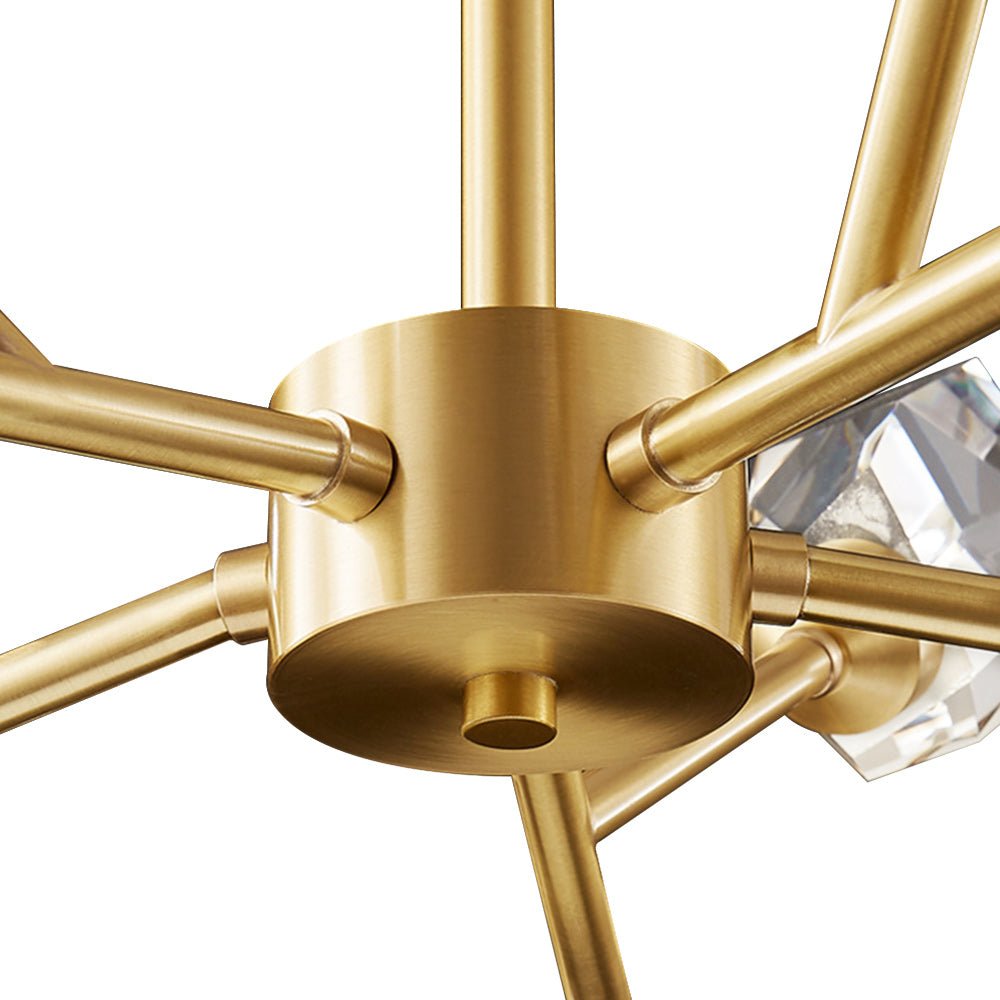 Luxury 12-Light Brass Starburst Sputnik Chandelier