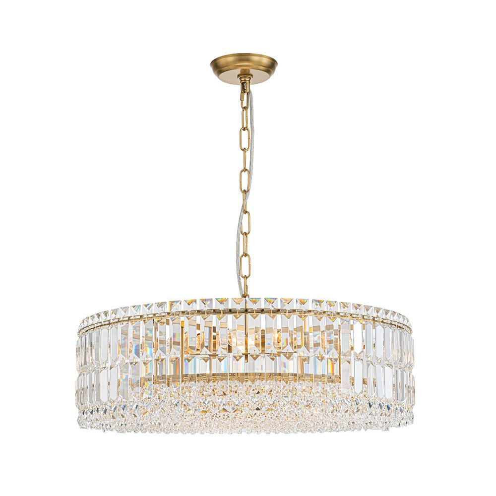 8-Light Faceted Crystal Round Drum Chandelier