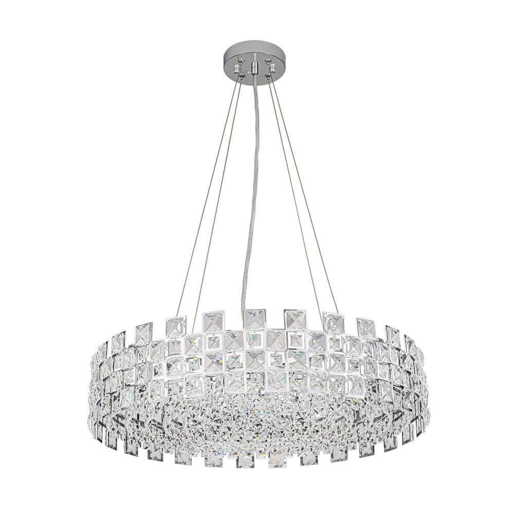 8-Light Hollow Square Crystal Drum Chandelier
