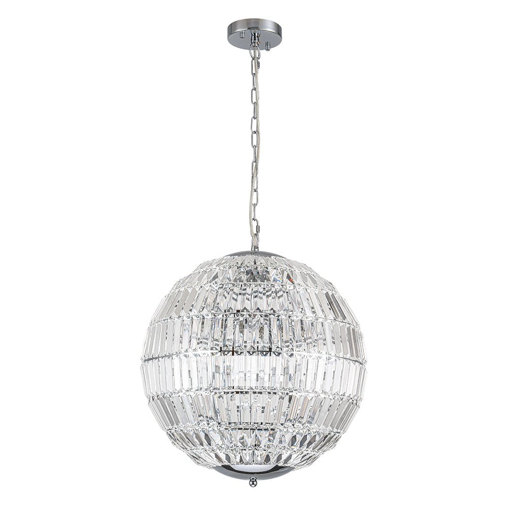 6-Light Crystal Globe Chandelier - Chrome