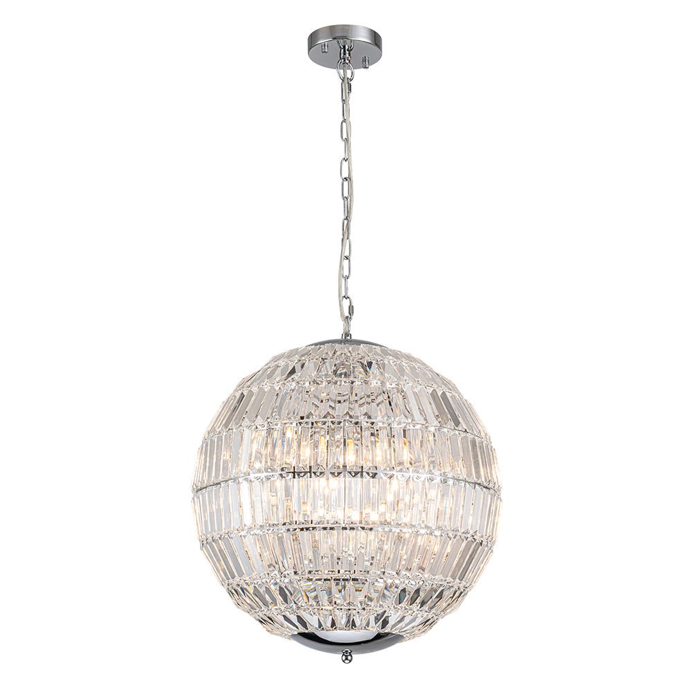 6-Light Crystal Globe Chandelier - Chrome