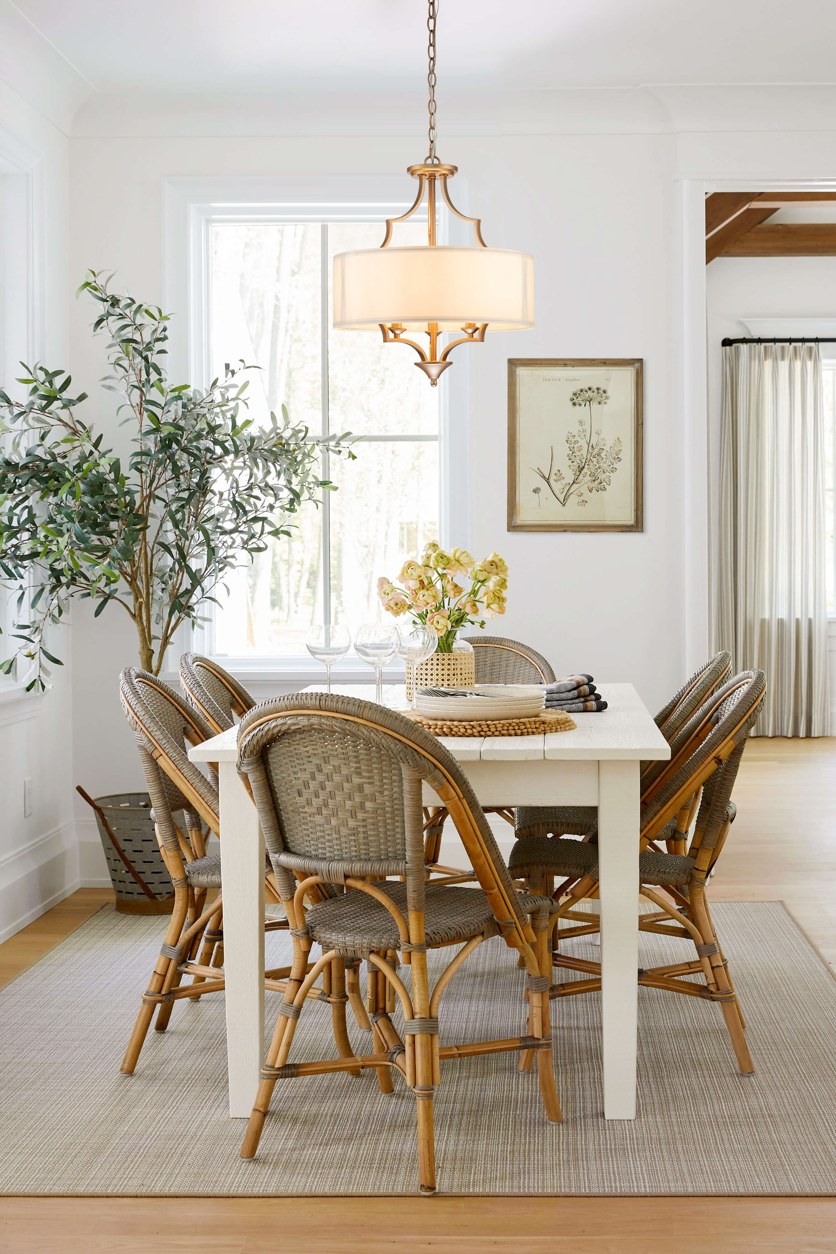 3-Light Mid-Century Drum Chandelier