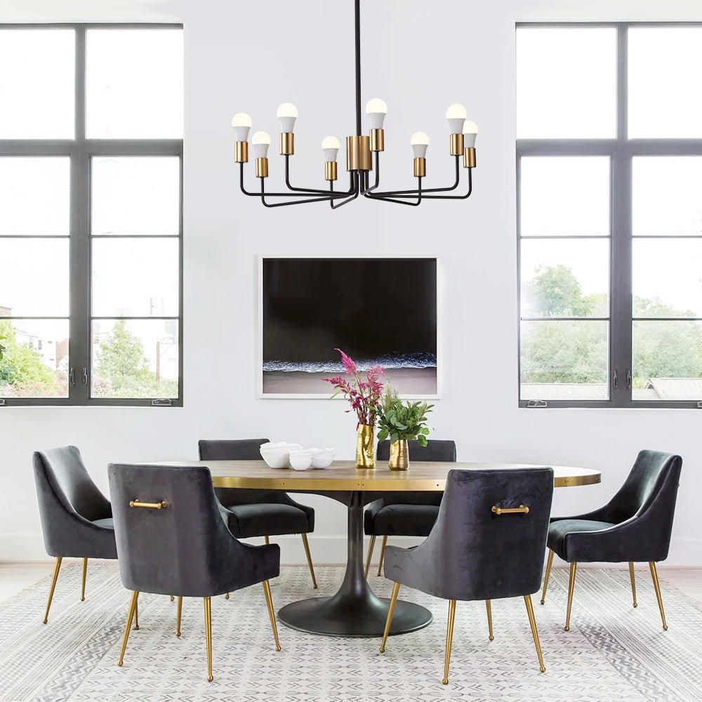 8-Light Black & Gold Sputnik Chandelier