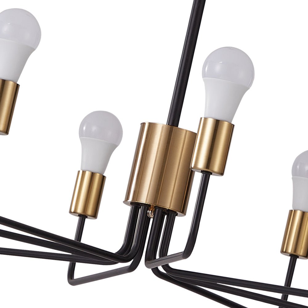 8-Light Black & Gold Sputnik Chandelier