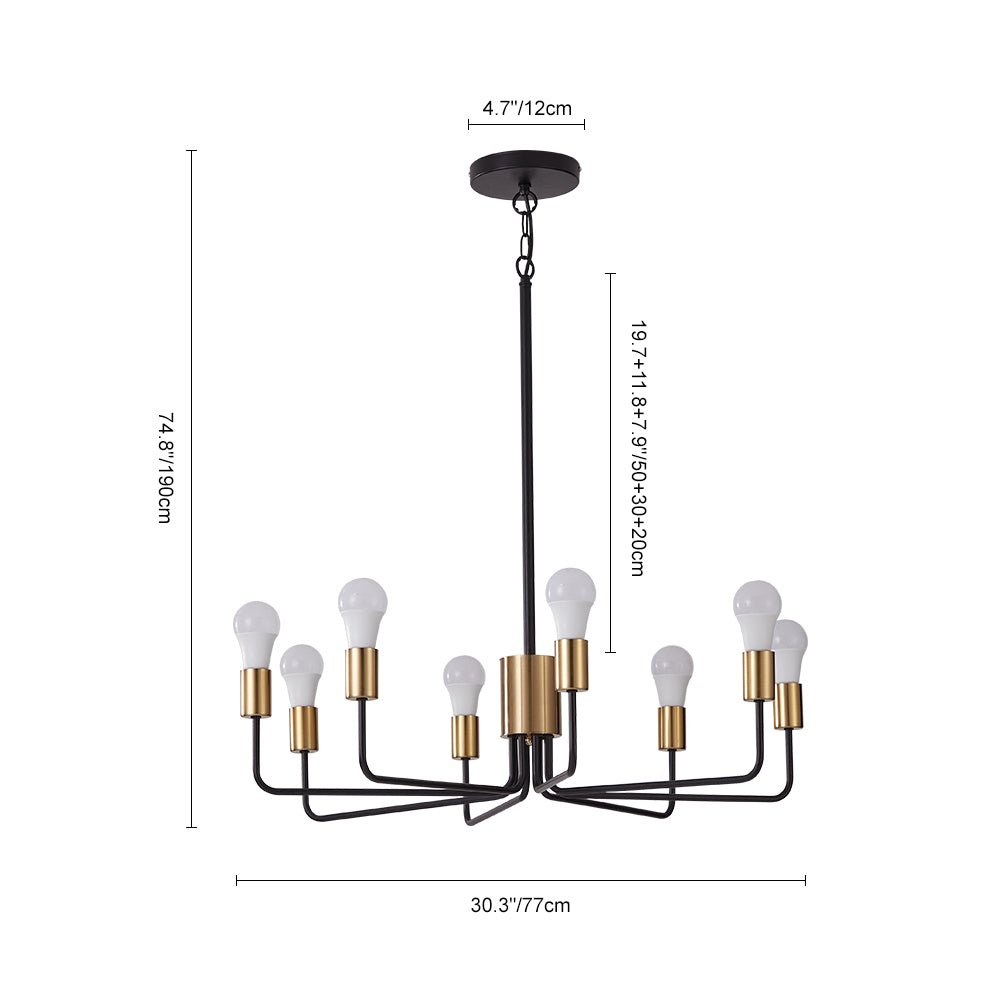 8-Light Black & Gold Sputnik Chandelier