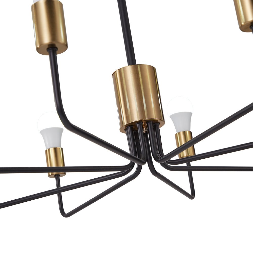 8-Light Black & Gold Sputnik Chandelier