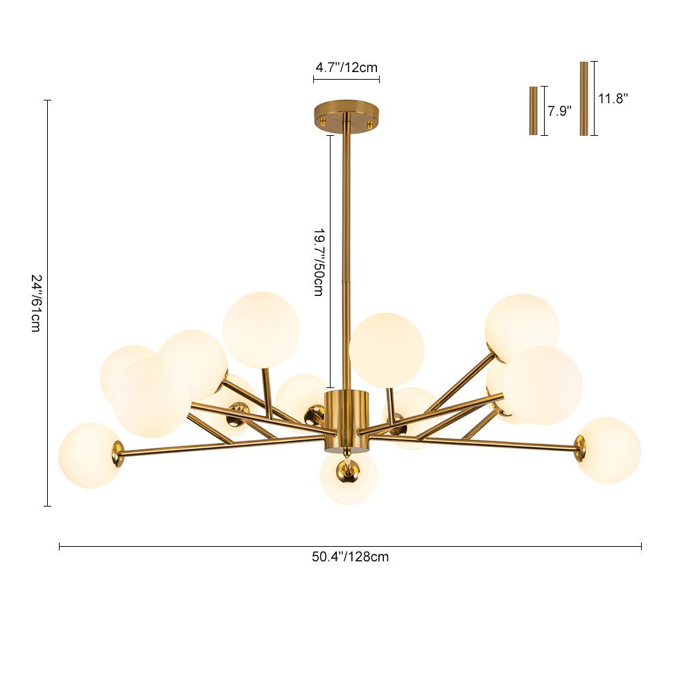 15-Light Globe Linear Chandelier | 2 Colours