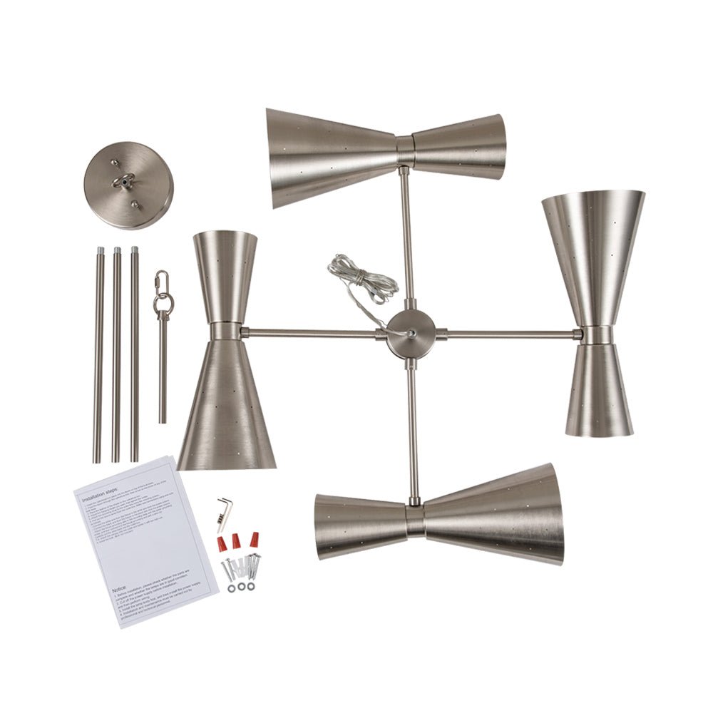 8-Light Hourglass Nickel Chandelier