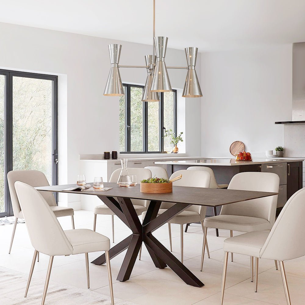 8-Light Hourglass Nickel Chandelier