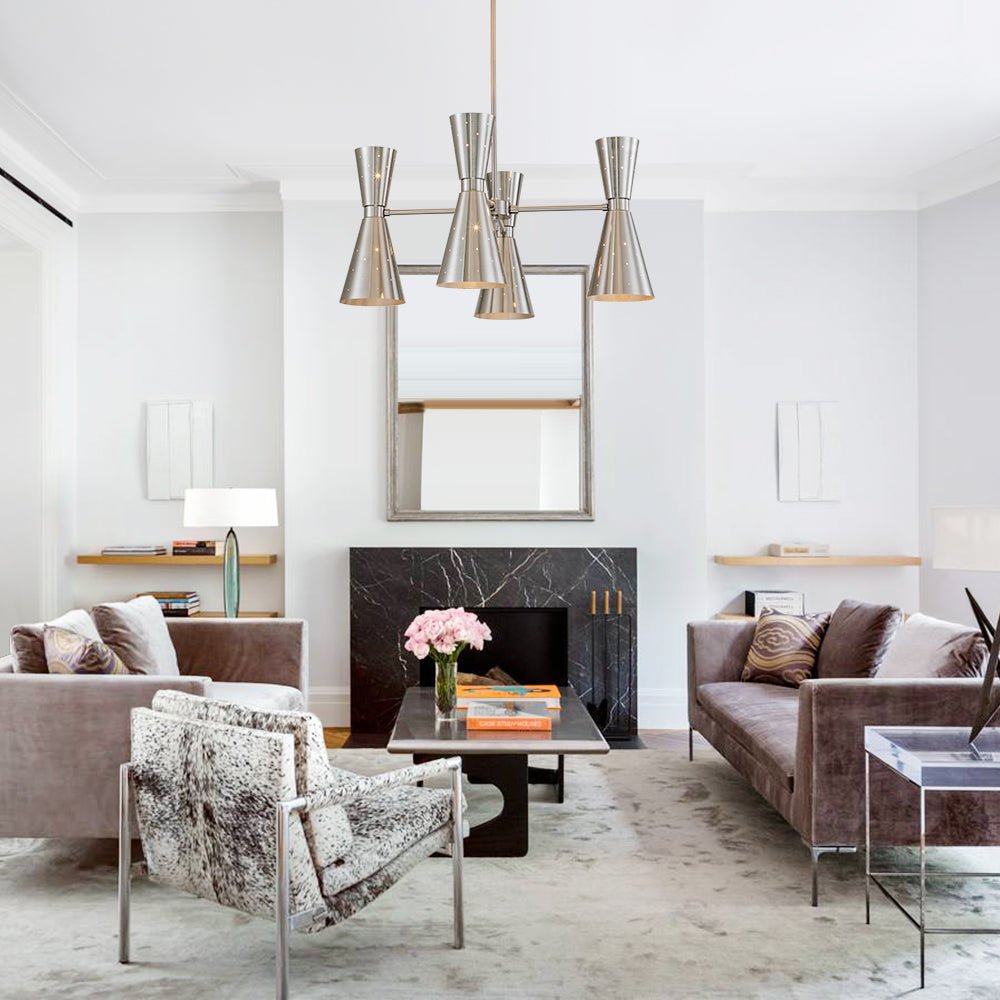 8-Light Hourglass Nickel Chandelier