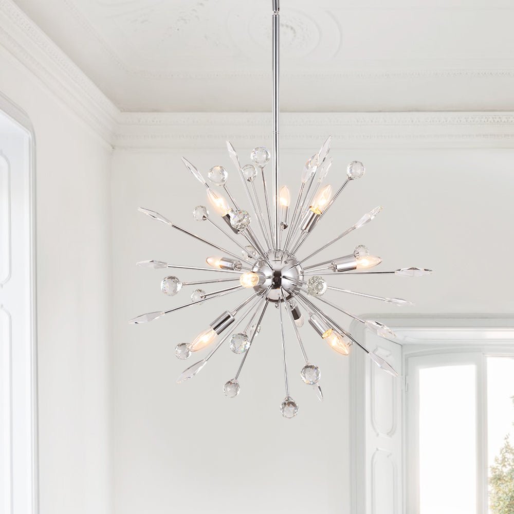 8/9-Light Sputnik Chandelier with Crystal Accents