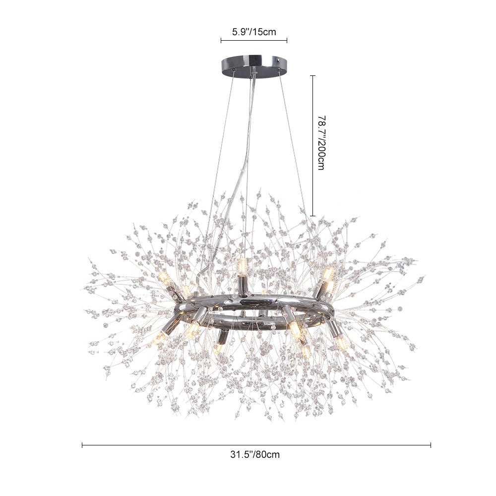 12-Light Crystal Firework Dandelion Chandelier