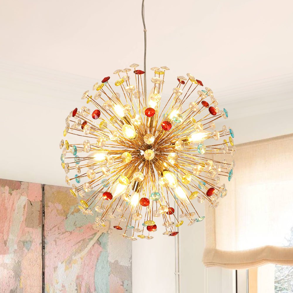 12-Light Colorful Dandelion Firework Chandelier