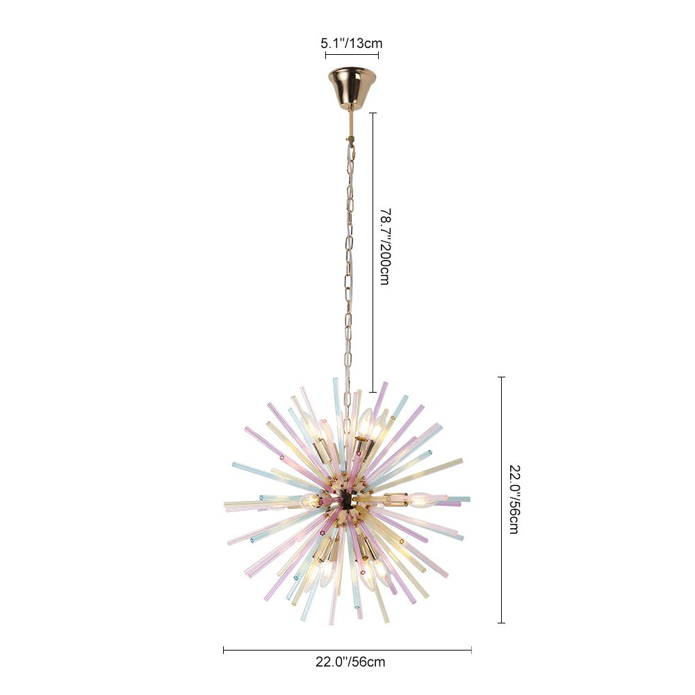 12-Light Rainbow Sputnik Starburst Chandelier