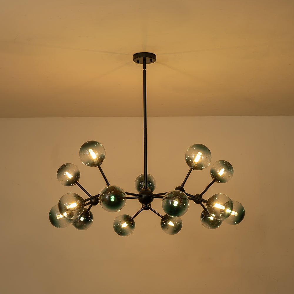 15-Light Gradient Blue Sputnik Linear Chandelier
