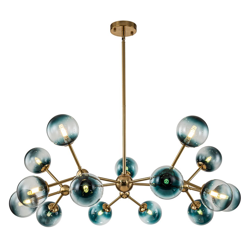 15-Light Gradient Blue Sputnik Linear Chandelier
