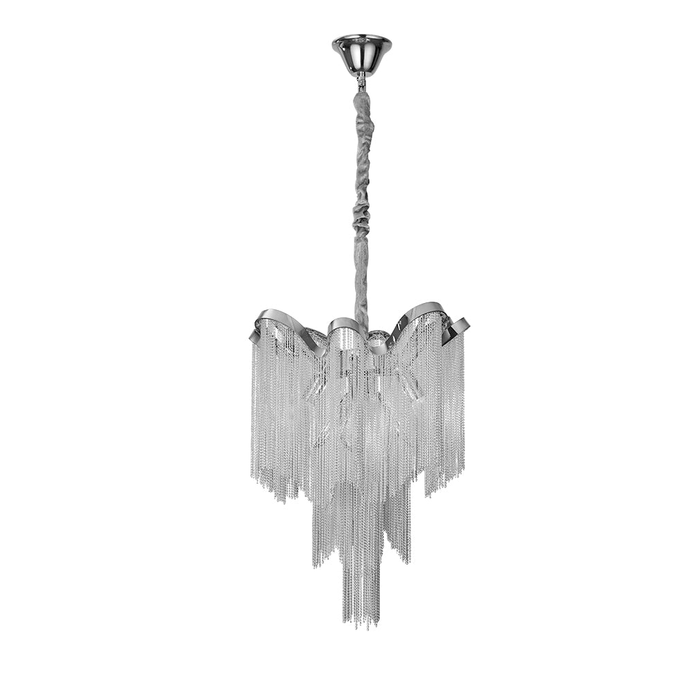 4-Light Chrome Tassel Chain Chandelier