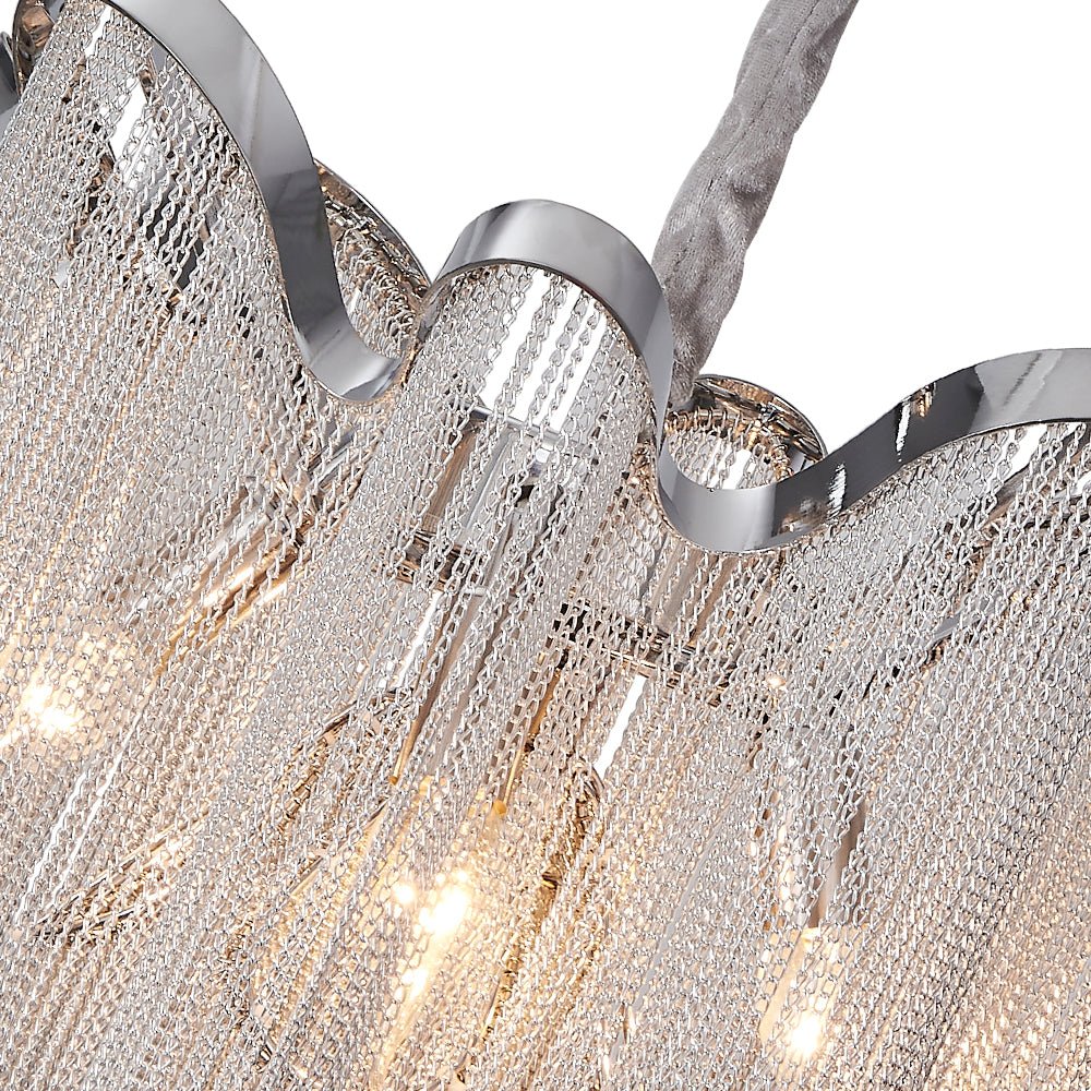 4-Light Chrome Tassel Chain Chandelier