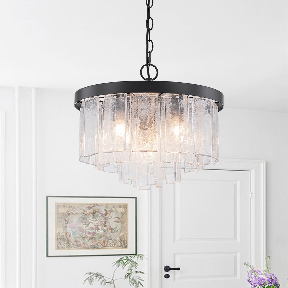 5-Light Tiered Drum Water Glass Chandelier