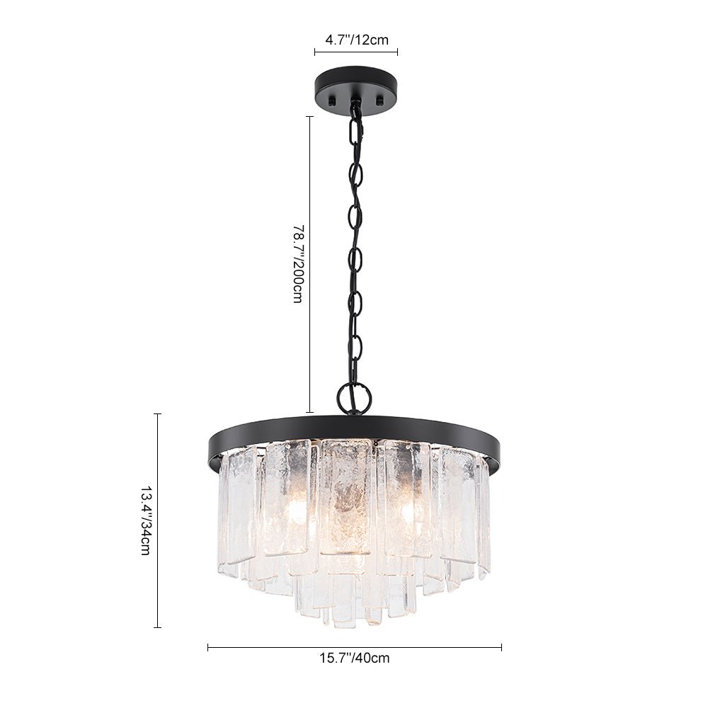 5-Light Tiered Drum Water Glass Chandelier