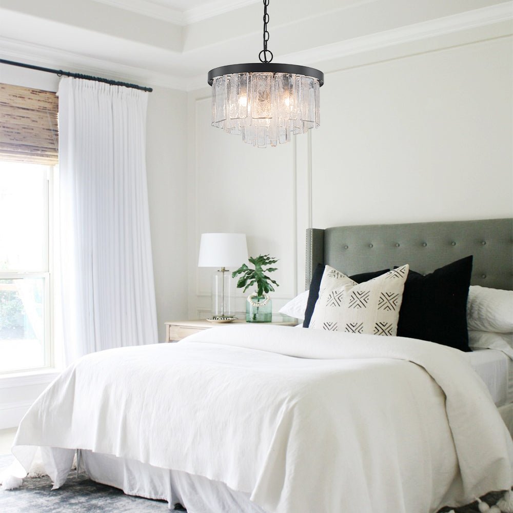 5-Light Tiered Drum Water Glass Chandelier
