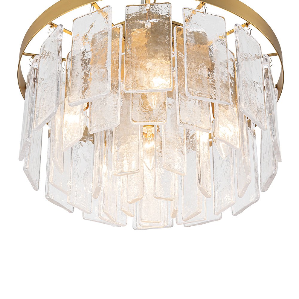 5-Light Tiered Drum Water Glass Chandelier