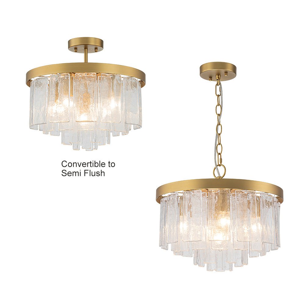 5-Light Tiered Drum Water Glass Chandelier