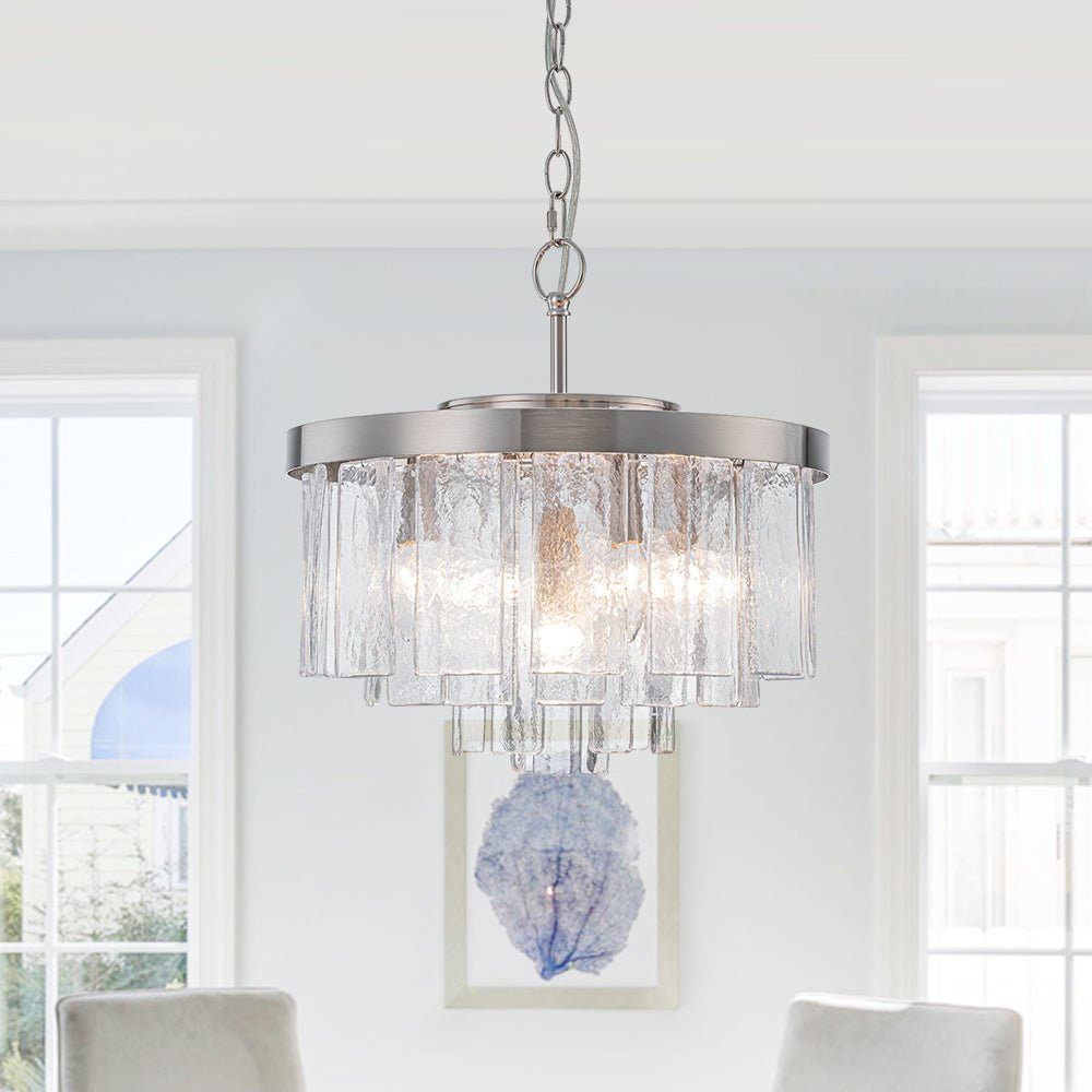 5-Light Tiered Drum Water Glass Chandelier