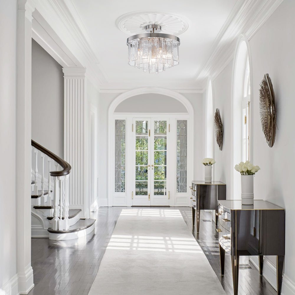 5-Light Tiered Drum Water Glass Chandelier