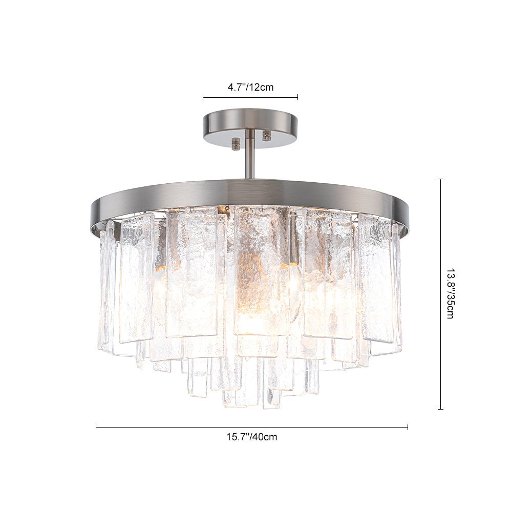 5-Light Tiered Drum Water Glass Chandelier