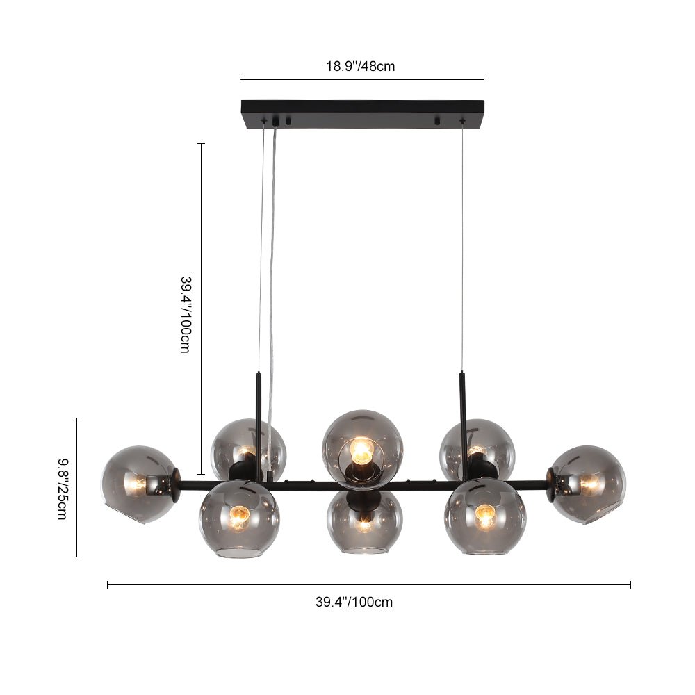 8-Light Linear Glass Globe Chandelier | 2 Colours