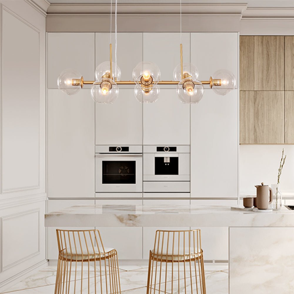 8-Light Linear Glass Globe Chandelier | 2 Colours