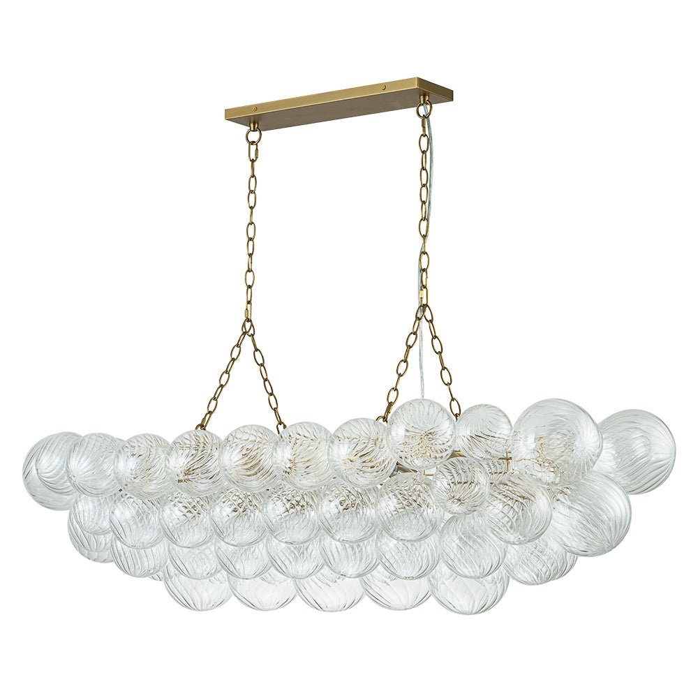 8-Light Linear Ribbed Glass Bubble Island Chandelier