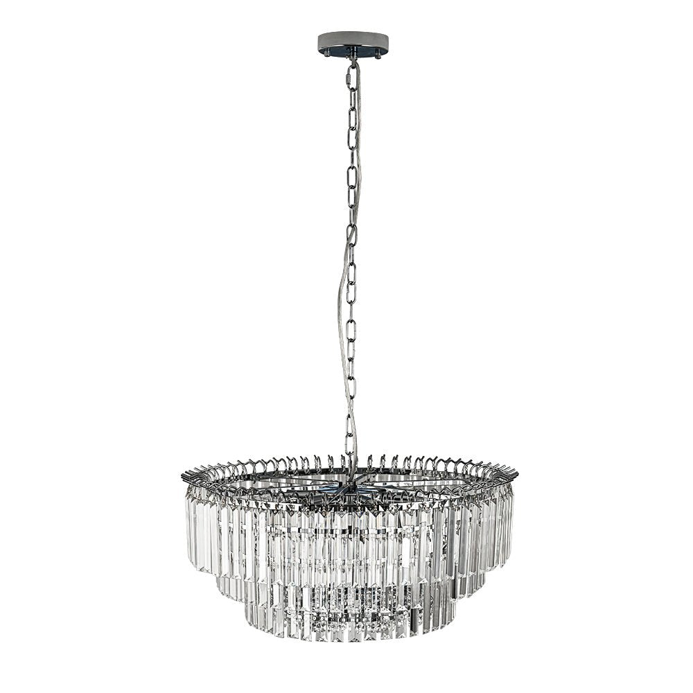 9-Light Round Drum 3-Tier Crystal Chandelier